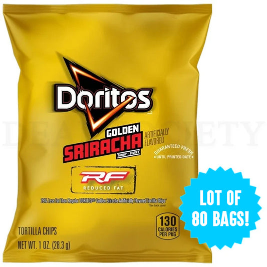 80 Pack - Doritos Golden Sriracha Flavored Reduced Fat Tortilla Chips 1oz Bags