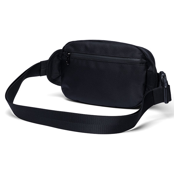 The Erozul Fortuna Smell Proof Fanny Pack Crossbody Bag by Erozul is a black, water-resistant bag with a zippered main compartment and adjustable strap, shown against a white background.