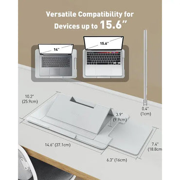 AboveTEK Adjustable Laptop Lap Desk 3 Ergonomic Angles PU Leather Light Gray AboveTEK