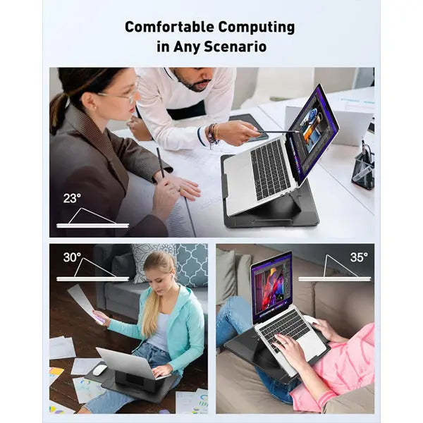 AboveTEK Adjustable Laptop Lap Desk 3 Ergonomic Angles PU Leather Black AboveTEK
