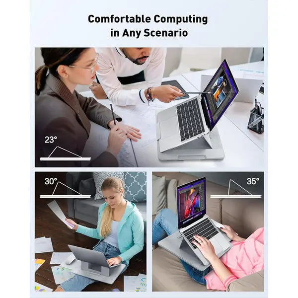 AboveTEK Adjustable Laptop Lap Desk 3 Ergonomic Angles PU Leather Light Gray AboveTEK
