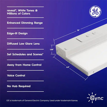 GE Cync Reveal HD+ Smart Color Changing Undercabinet Light Fixture 93131251 GE