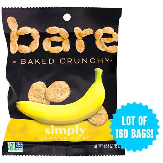 160 Count - Bare Baked Crunchy Simply Banana Chips 0.53oz Bare