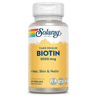2 Pack - Solaray Timed-Release Biotin 5000 mcg 60 VegCaps Solaray