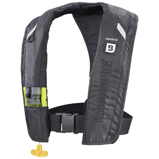 BLUESTORM Stratus 35 Self Inflating Life Jacket PFD for Adults US Coast Guard Approved Apex Black Bluestorm