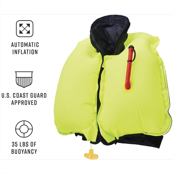 BLUESTORM Stratus 35 Self Inflating Life Jacket PFD for Adults US Coast Guard Approved Apex Black Bluestorm