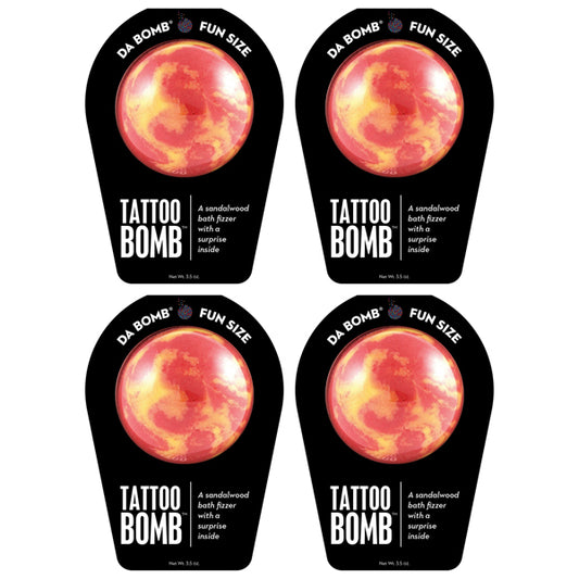 Enjoy a 4 Pack of Da Bomb Bath Fizzers Tattoo Bath Bombs (3.5oz each) by Da Bomb—each fizzer features a surprise inside for a fun and fragrant bath experience!.