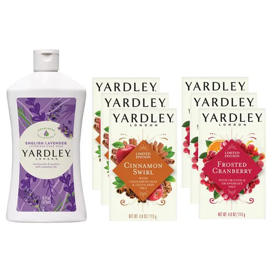 Yardley London Soap Bundle - Lavender Hand Soap with Cinnamon & Cranberry Bars Yardley