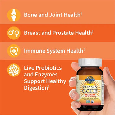 Garden of Life Vitamin Code Raw D3 5000 IU 60 Vegetarian Capsules Garden of Life