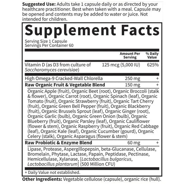 Garden of Life Vitamin Code Raw D3 5000 IU 60 Vegetarian Capsules Garden of Life