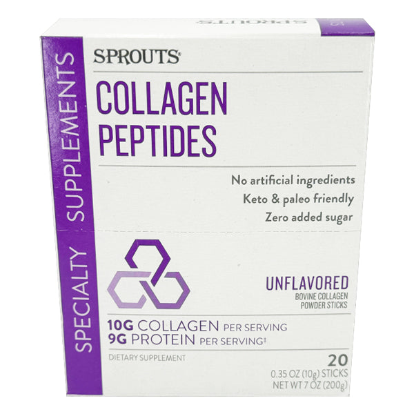 2 Pack - Sprouts Unflavored Collagen Peptides Powder Sticks Pack 20 Count Each