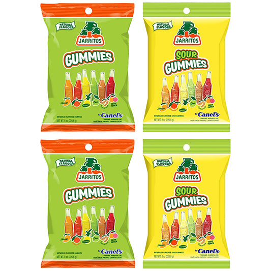 4 Pack - Jarritos Sour Gummies Candy Mexican Candies with Natural Flavors Tangy & Chewy Variety Pack