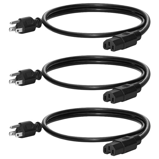 3 Pack - 6ft 14 AWG 15A 125V Power Cord Cable NEMA 5-15P to IEC320 C15 Unbranded
