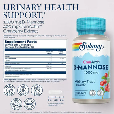 Solaray D-Mannose with CranActin Cranberry Supplement 60 VegCaps Solaray
