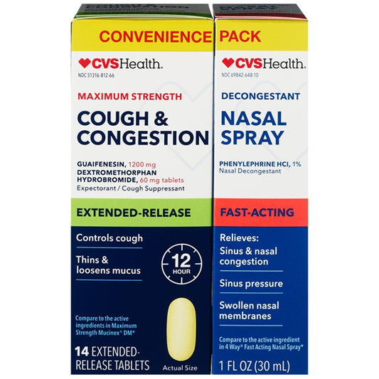CVS Health Cough & Congestion Tablets + Nasal Spray Combo Pack