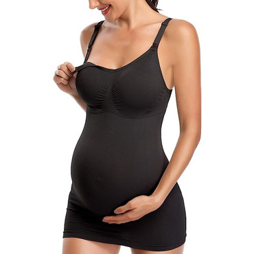Pregnant woman wearing a BRLIDO 3 Pack Womens Nursing Tank Tops with built-in bra for breastfeeding maternity—large size, holding her belly and adjusting the top, ideal for any nursing wardrobe.