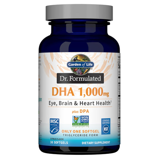 Garden of Life Dr. Formulated DHA 1,000mg Fish Oil Lemon 30 Softgels