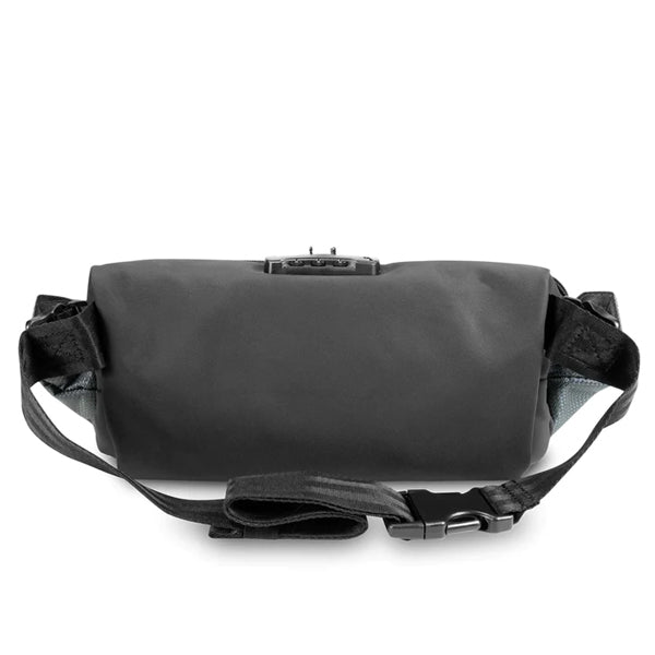 The Skunk Drifter Medium Crossbody Bag in Metal Gray features 100% smell and weather proof carbon lining, a buckle strap, and roll-top closure. Displayed against a white background.
