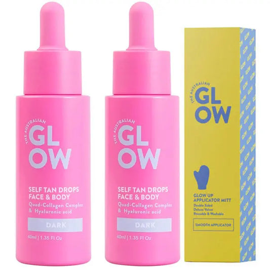 2 Pack - Australian Glow Self Tan Drops Face & Body Dark 1.35oz Australian Glow