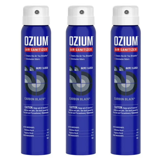 3 Pack - OZIUM Air Freshener Spray Black Carbon Scent 0.8oz