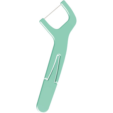 Solimo Mint Dental Flossers (540 count) are teal plastic picks with handles and taut, shred-resistant floss that fights plaque.