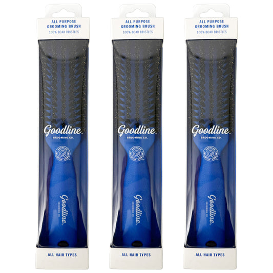 3 Pack - Goodline Grooming Co. 100% Boar Bristle All Purpose Grooming Brush