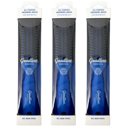 3 Pack - Goodline Grooming Co. 100% Boar Bristle All Purpose Grooming Brush Goodline
