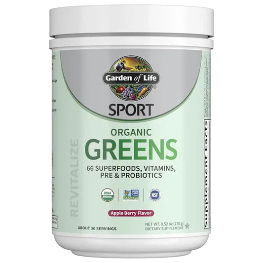 Garden of Life Sport Nutrition Greens and Superfoods Powder Apple Berry 30 Servings Garden of Life