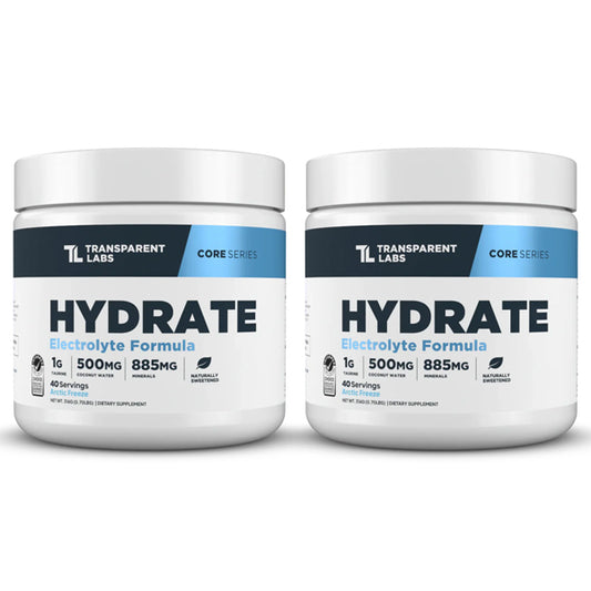 2 Pack - Transparent Labs Hydrate Electrolyte Formula Arctic Freeze 40 Servings