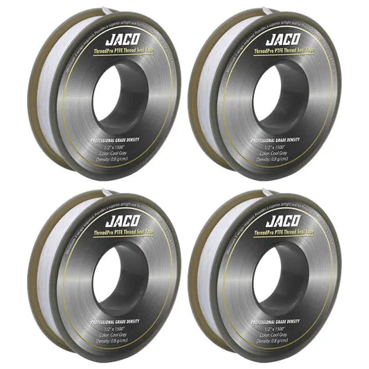 4 Pack - JACO Threadpro High-Density Thread Seal Tape 1/2" X 125 Ft (Mega Roll) Jaco