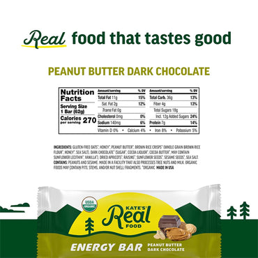 Kate’s Real Food Organic Granola Bars Peanut Butter & Dark Chocolate 12 Count Kate's Real Food