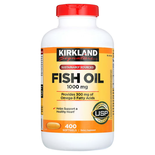 Kirkland Signature Fish Oil 1000 mg. Supports Healthy Heart - 400 Softgels Kirkland