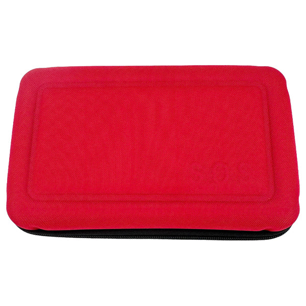 The Stay Focused 2 Pack - 5 Piece Emergency Car Kit includes a rectangular, red zippered storage case with rounded edges—ideal for car maintenance and emergencies.