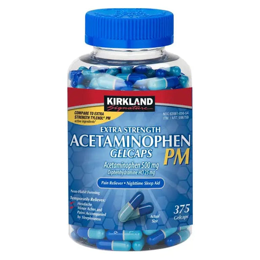 Kirkland Signature Extra Strength Rapid Release Acetaminophen Pm 500Mg 375 Count Kirkland