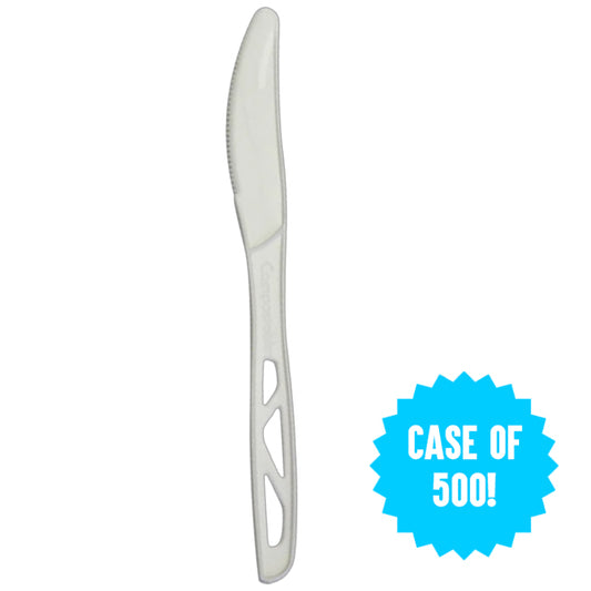 500 Count - Emerald Ecovations Plastic-Free Compostable Individually Wrapped Knives