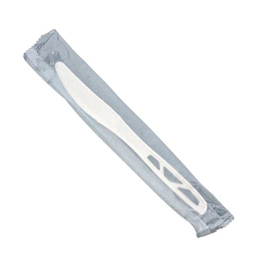 500 Count - Emerald Ecovations Plastic-Free Compostable Individually Wrapped Knives