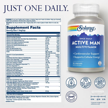 Solaray Once Daily Active Man Multivitamin Supplement 90 VegCaps