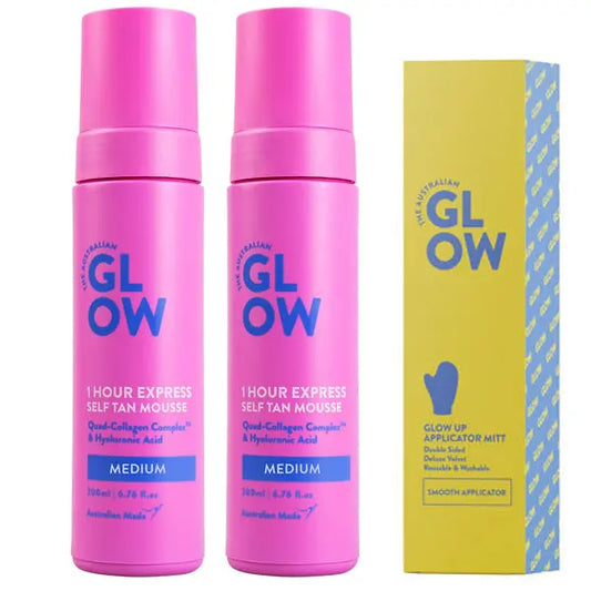 2 Pack - Australian Glow 1 Hour Express Self Tan Mousse Medium 6.76oz Australian Glow