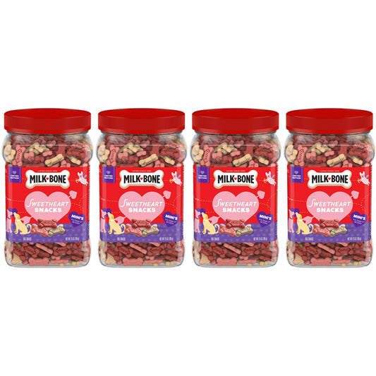 4 Pack - Milk Bone Sweetheart Snacks Mini’s Dog Treats 25oz Canister