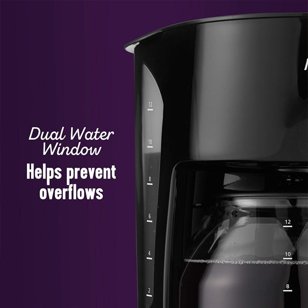 Mr. Coffee Black 12 Cup Coffee Maker with Auto Pause and Glass Carafe