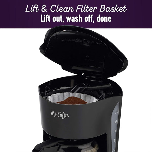 Mr. Coffee Black 12 Cup Coffee Maker with Auto Pause and Glass Carafe