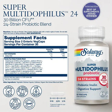 Solaray Multidophilus 24 Strain Probiotic 30 Billion CFU 60 VegCaps Solaray