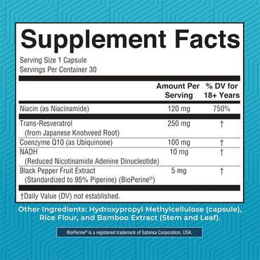 Mary Ruth's NADH Capsules NAD+ Precursor for Cellular Energy 30 Count