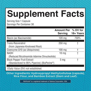 Mary Ruth's NADH Capsules NAD+ Precursor for Cellular Energy 30 Count Mary Ruth's