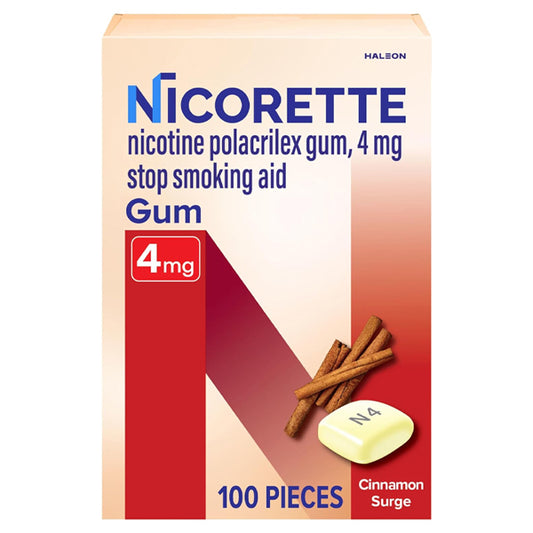 Nicorette 4 mg Nicotine Gum to Help Stop Smoking Cinnamon Surge 100 Count