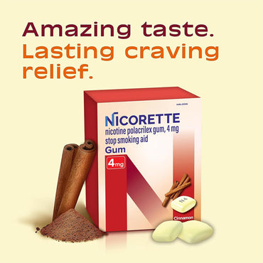 Nicorette 4 mg Nicotine Gum to Help Stop Smoking Cinnamon Surge 100 Count
