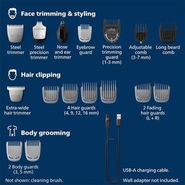 Norelco Philips Multigroom 7000 Series 19pc Beard Trimmer and Hair Clipper MG7910/49 Philips
