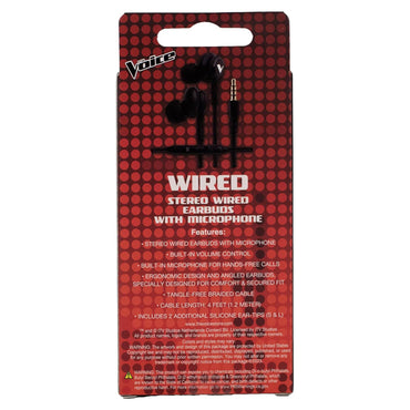 The Voice Wired Stereo Earbuds with Microphone and 4' Cable - Black