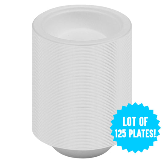 A stack of Emerald Ecovations Tree-Free Compostable Eco-Friendly 16oz Bowls (125 count), perfect for sustainable dining and eco-friendly gatherings.