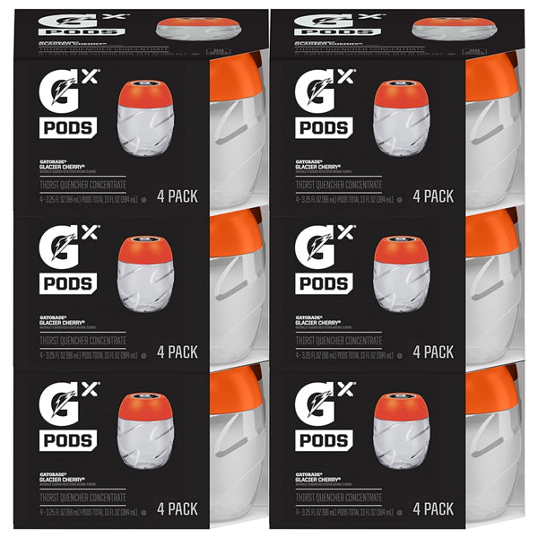 6 Pack - Gatorade Gx Hydration Glacier Cherry Concentrate Pods 4 ct Each